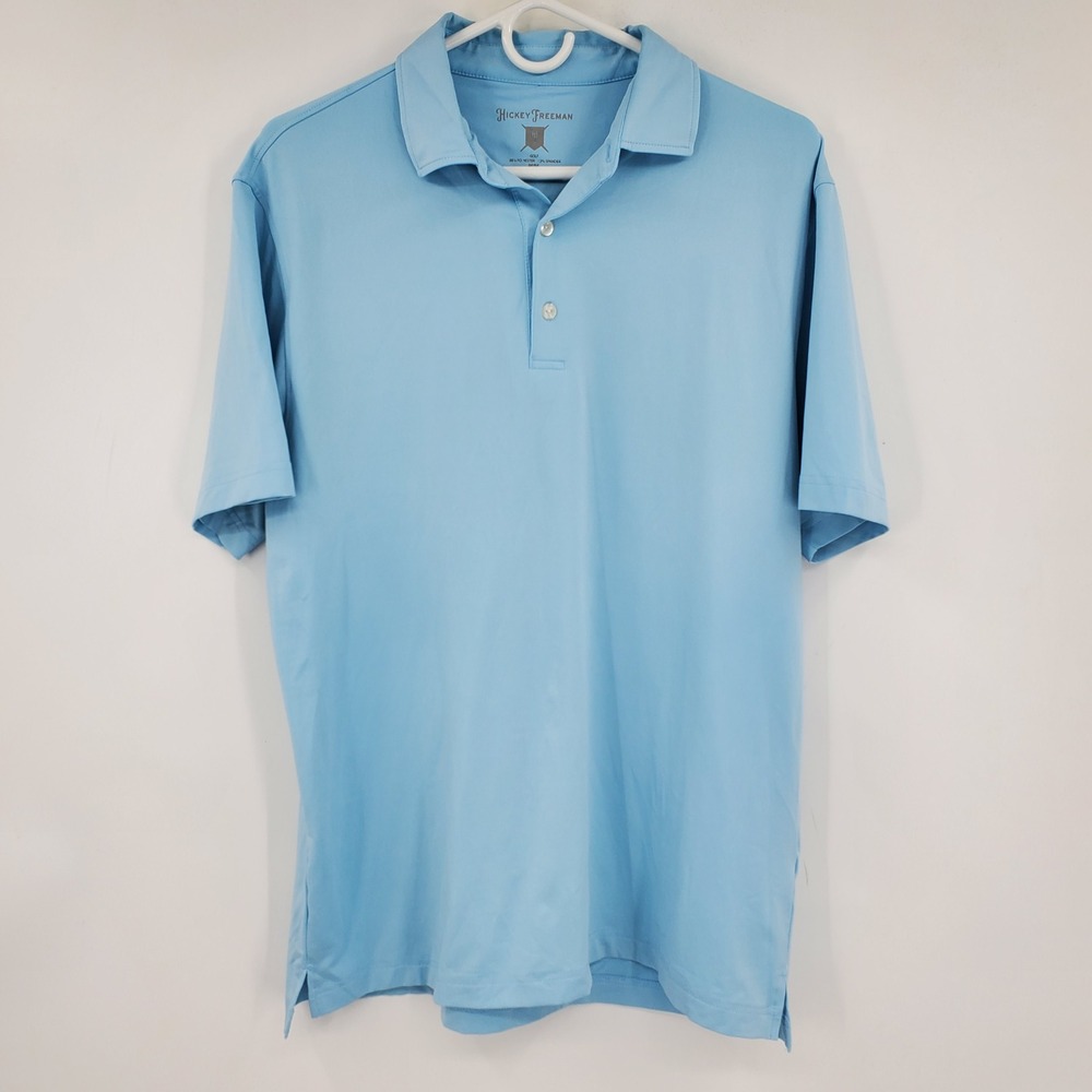 Hickey Freeman Men's Golf‎ Polo Shirt Light Blue Short Sleeve Performacne Medium